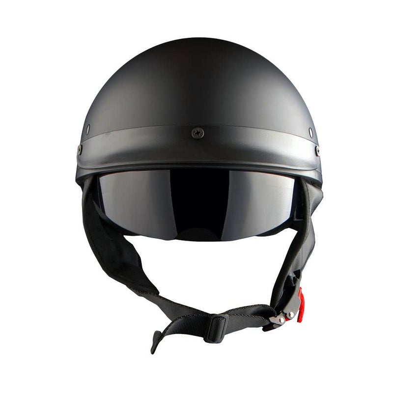 1Storm Motorcycle Half Face Helmet Mopeds Scooter Pilot with Retractable Inner Smoked Visor  Matt Black - Image 2